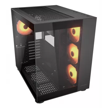 COUGAR PC Midi Tower -kotelo FV150 ARGB — musta, ATX/MicroATX/Mini-ITX, 3x120 mm edessä + 1x120 mm takana, 2x3,5