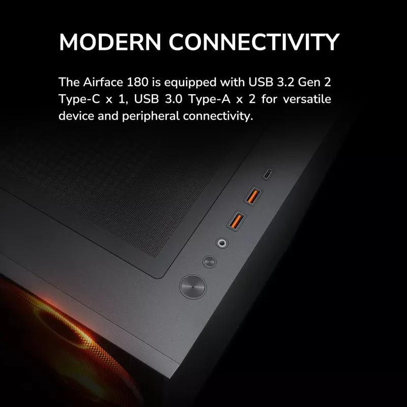 COUGAR Midi Tower -kotelo, Airface 180, ARGB, musta
