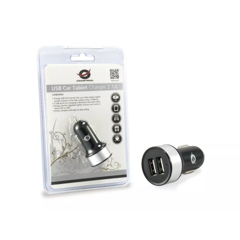 Autolaturi Conceptronic CUSBCAR2A 2-porttinen USB 2.1A
