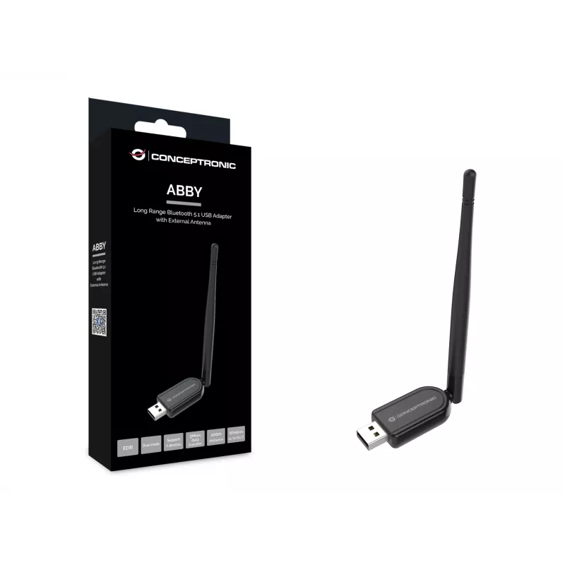 Conceptronic ABBY Long Range Bluetooth 5.1 USB -adapteri ulkoisella antennilla