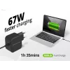 Conceptronic OZUL04BE 67W GaN USB PD -laturi, integroitu USB-C-kaapeli