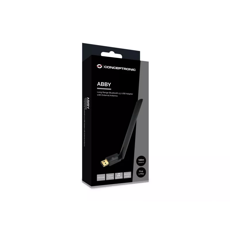 Conceptronic ABBY17B Long Range Bluetooth 5.3 USB -adapteri, ulkoinen antenni