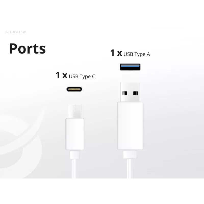Conceptronic 2-porttinen 20W GaN USB PD -laturi, USB-C x 1, USB-A x 1 ALTHEA15W