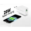 Conceptronic 2-porttinen 20W GaN USB PD -laturi, USB-C x 1, USB-A x 1 ALTHEA15W