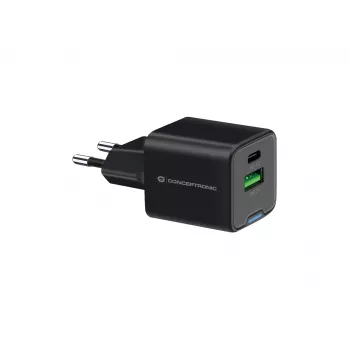 Conceptronic 2-porttinen 20W GaN USB PD -laturi, USB-C x 1, USB-A x 1, QC 3.0, PPS