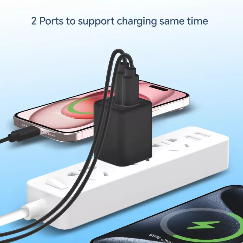 Conceptronic 2-porttinen 20W GaN USB PD -laturi, USB-C x 1, USB-A x 1, QC 3.0, PPS