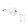 Conceptronic 2-porttinen 33W GaN USB PD -laturi 3-in-1-latauskaapelilla, USB-C x 1, USB-A x 1, QC 3.0, PPS