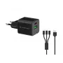 Conceptronic 2-porttinen 33W GaN USB PD -laturi 3-in-1-latauskaapelilla, USB-C x 1, USB-A x 1, QC 3.0, PPS