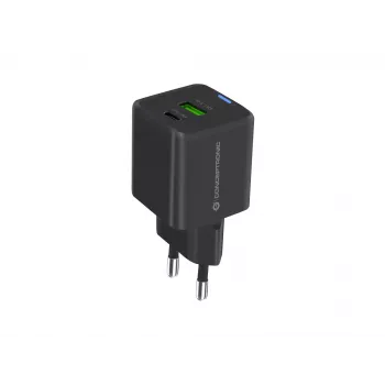 Conceptronic 2-porttinen 33W GaN USB PD -laturi 3-in-1-latauskaapelilla, USB-C x 1, USB-A x 1, QC 3.0, PPS