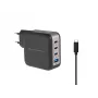 Conceptronic 4-porttinen 100W GaN USB PD -laturi USB-C-latauskaapelilla, USB-C x 3, USB-A x 1, QC 3.0, PPS
