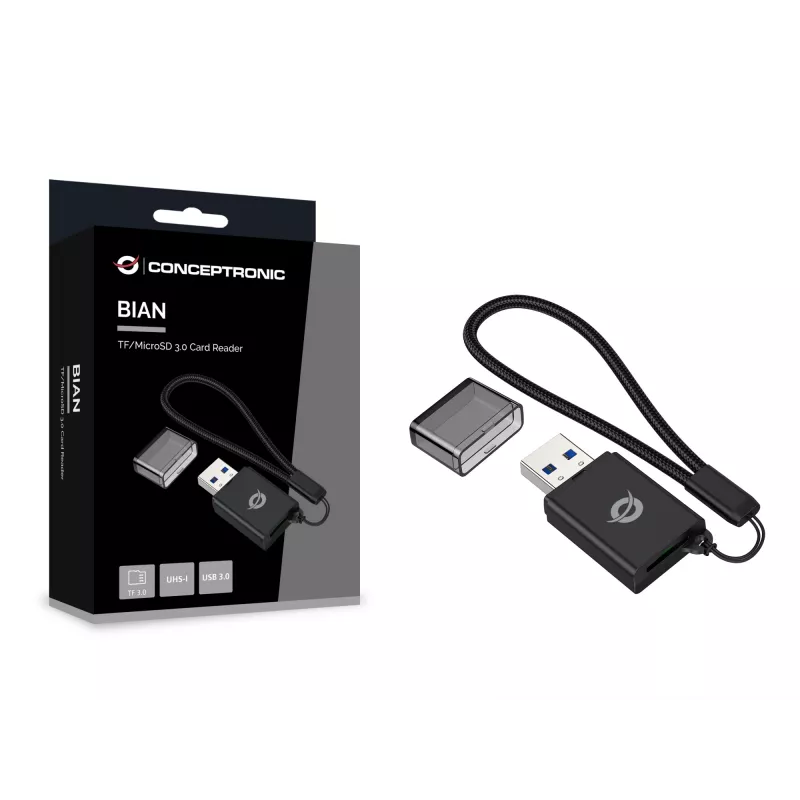 Conceptronic BIAN07B TF/MicroSD 3.0 -kortinlukija, UHS-I, USB 3.0, 5Gbps