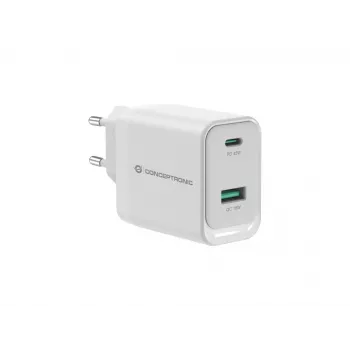 Conceptronic ALTHEA20W45 2-porttinen 45W GaN USB PD -laturi, USB-C x 1, USB-A x 1, QC 3.0, PPS, PD 3.0