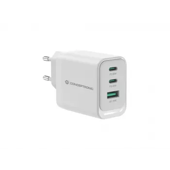 Conceptronic ALTHEA21W65 3-porttinen 65W GaN USB PD -laturi, USB-C x 2, USB-A x 1, QC 3.0, PPS, PD 3.0
