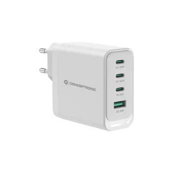 Conceptronic ALTHEA22W100 4-porttinen 100W GaN USB PD -laturi, USB-C x 3, USB-A x 1, QC 3.0, PPS, PD 3.0