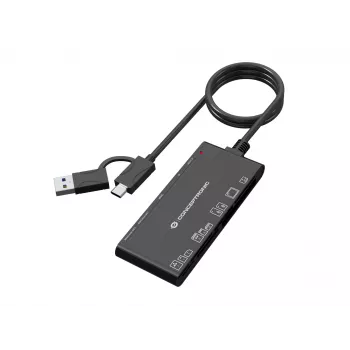7-in-1-kortinlukija CONCEPTRONIC BIAN10B — USB 3.2 Gen 1 Type-A/Type-C, CF/MMC/MS/SD/MicroSD/xD, musta