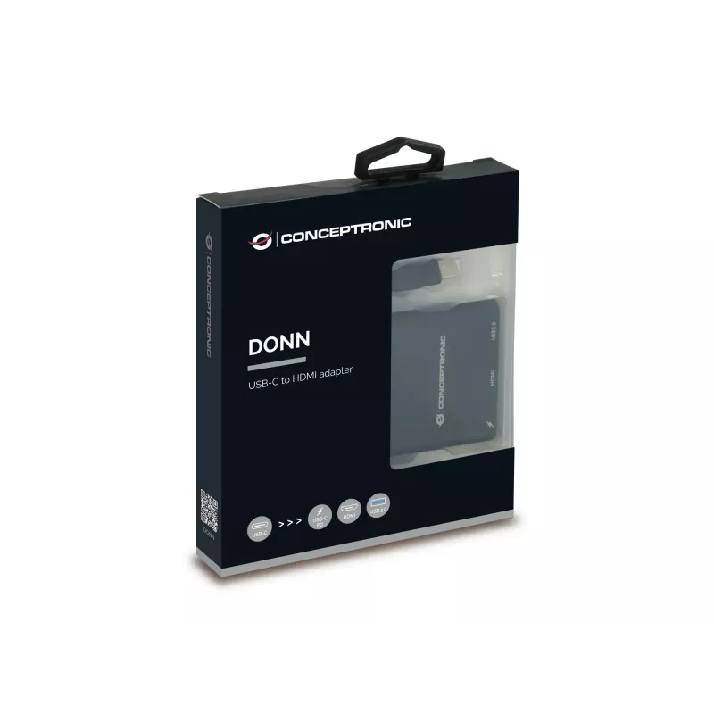 Conceptronic DONN01B kannettavan telakka/porttitoistin USB 3.2 Gen 1 (3.1 Gen 1) Type-C, musta