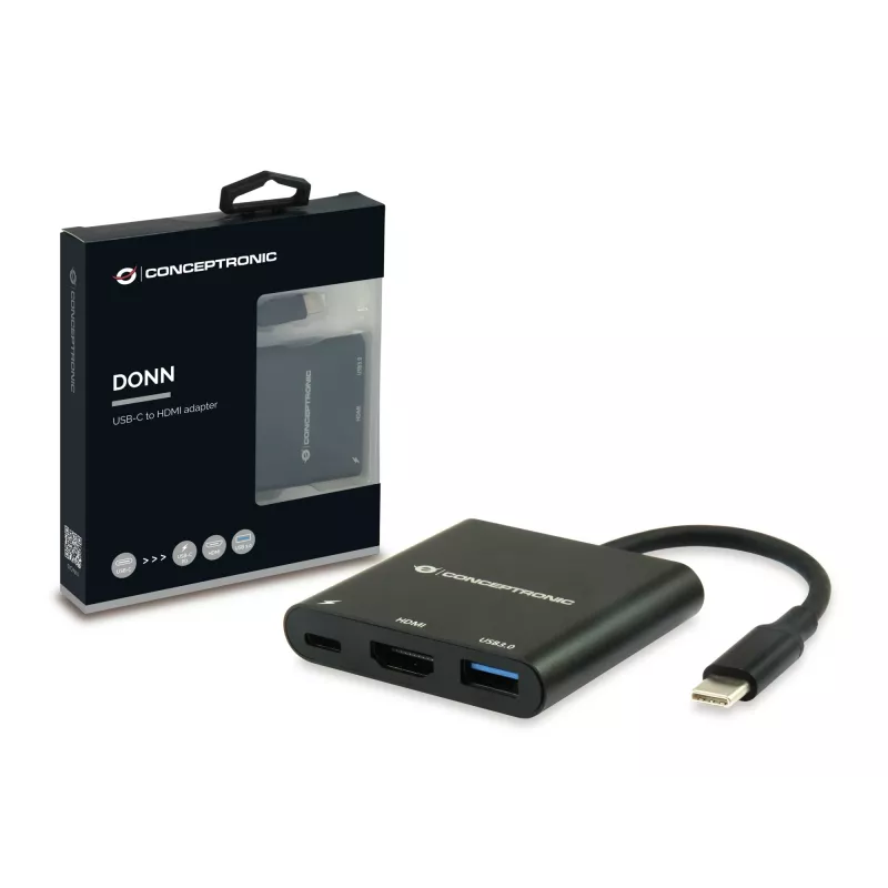 Conceptronic DONN01B kannettavan telakka/porttitoistin USB 3.2 Gen 1 (3.1 Gen 1) Type-C, musta