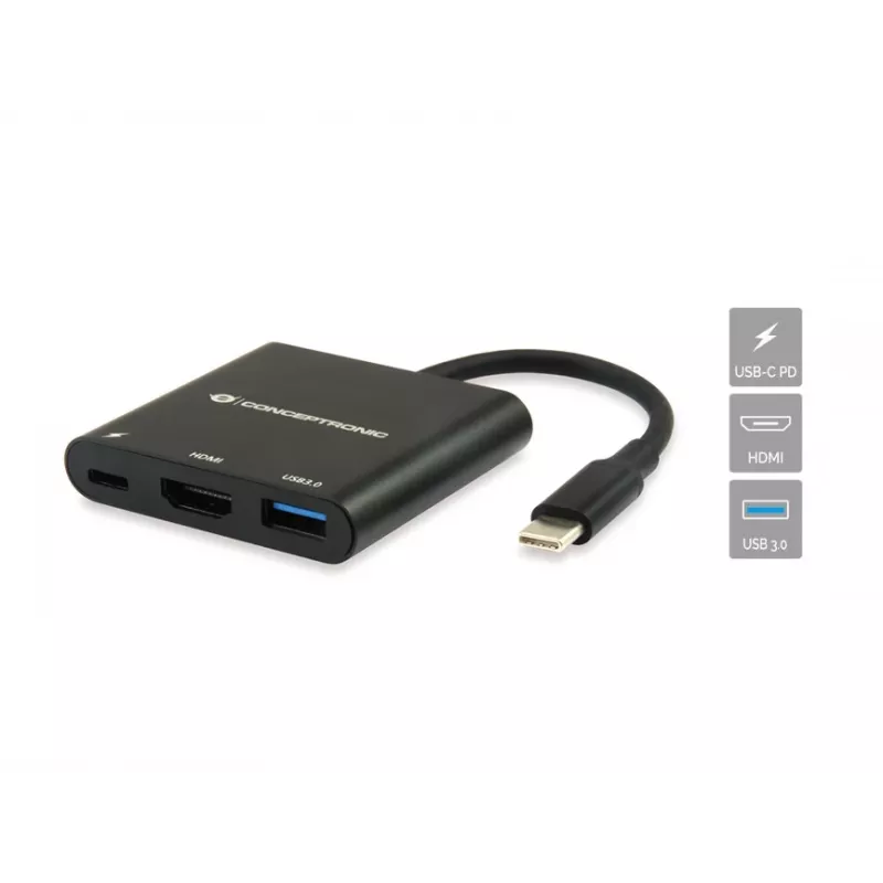 Conceptronic DONN01B kannettavan telakka/porttitoistin USB 3.2 Gen 1 (3.1 Gen 1) Type-C, musta