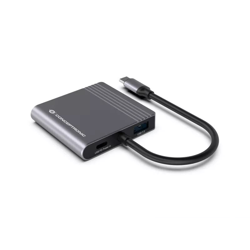 Conceptronic DONN13G kannettavan telakka/porttitoistin johdollinen USB 3.2 Gen 1 (3.1 Gen 1) Type-C, harmaa