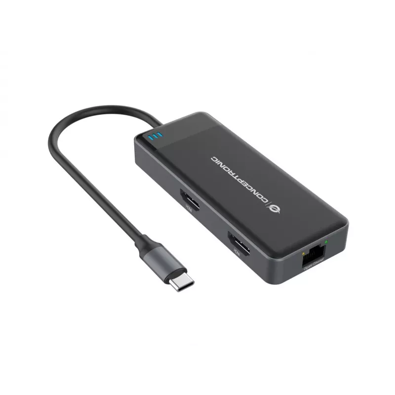 Conceptronic DONN14G kannettavan telakka/porttitoistin johdollinen USB 3.2 Gen 1 (3.1 Gen 1) Type-C, harmaa