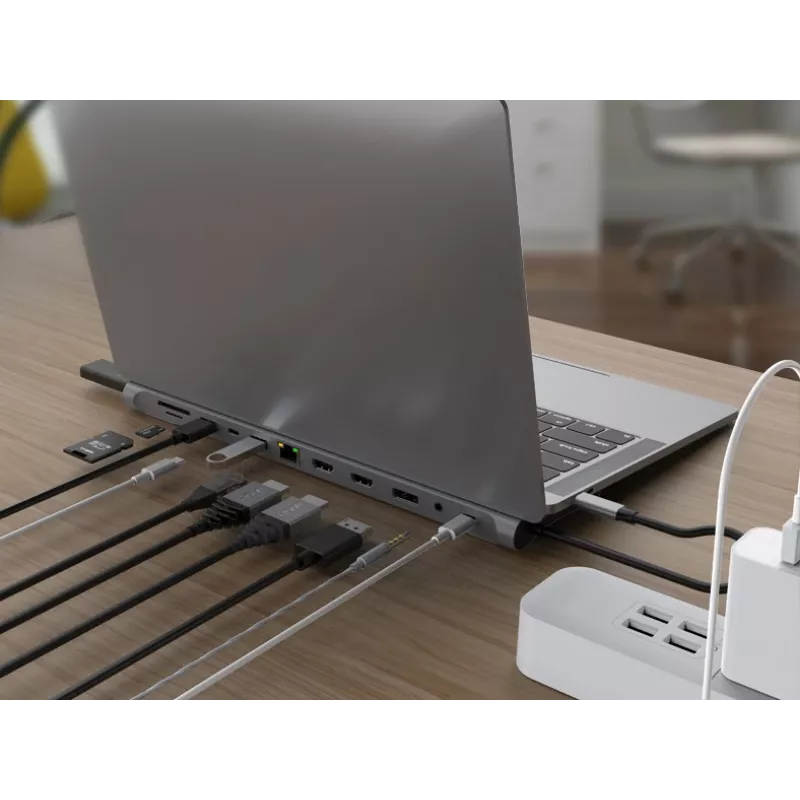 Conceptronic DONN17G kannettavan telakka/porttitoistin johdollinen USB 3.2 Gen 1 (3.1 Gen 1) Type-C, harmaa
