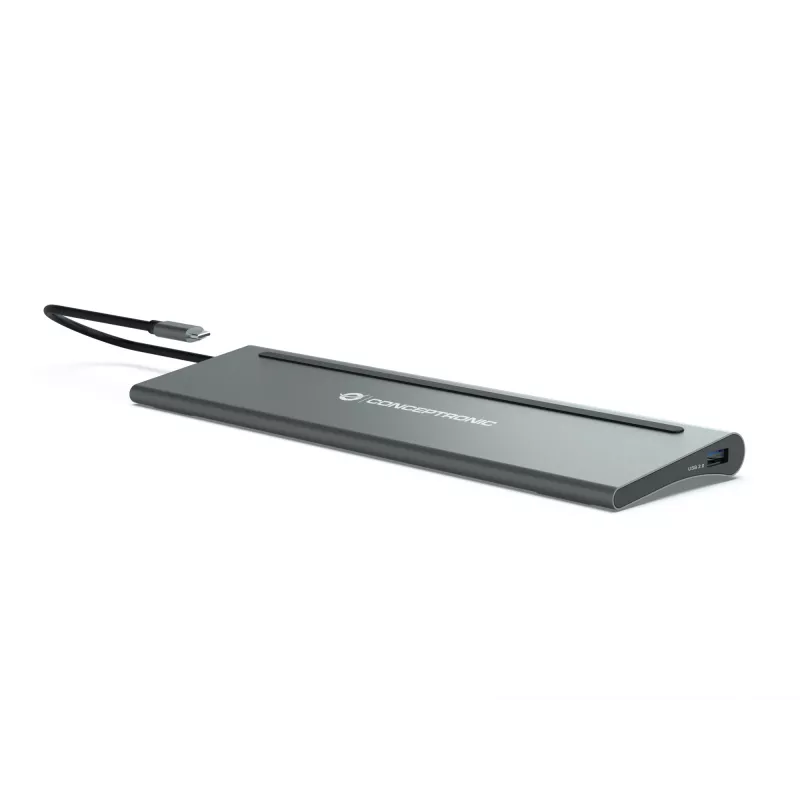 Conceptronic DONN17G kannettavan telakka/porttitoistin johdollinen USB 3.2 Gen 1 (3.1 Gen 1) Type-C, harmaa