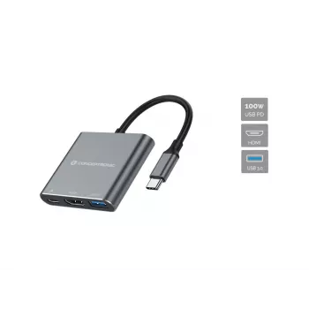 Conceptronic DONN18G 3-in-1 USB 3.2 Gen 1 -telakka, HDMI, USB 3.0, 100W USB PD