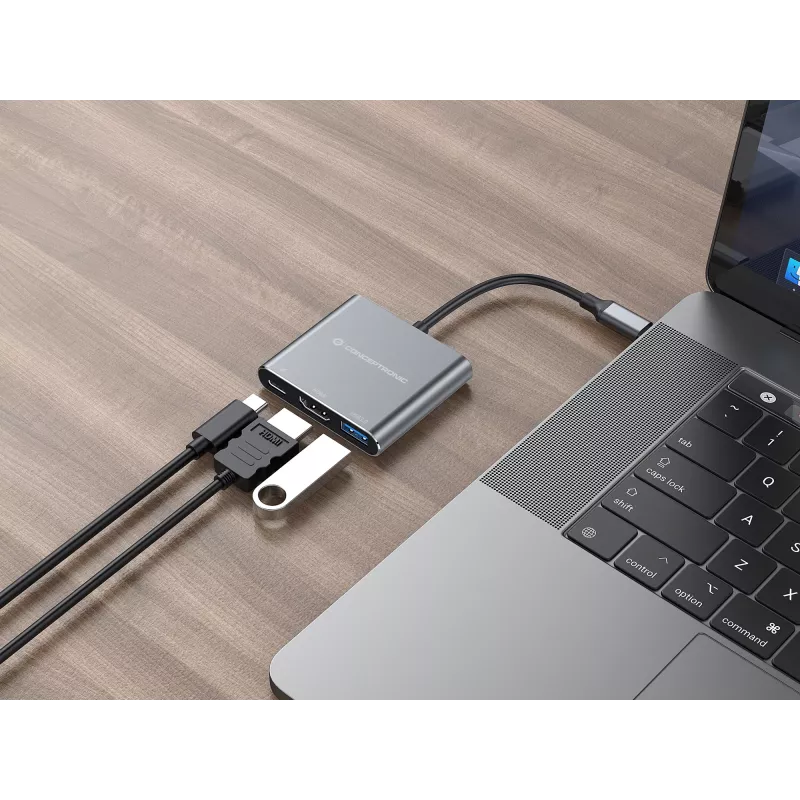 Conceptronic DONN18G 3-in-1 USB 3.2 Gen 1 -telakka, HDMI, USB 3.0, 100W USB PD