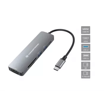 Conceptronic DONN11G 6-in-1 USB 3.2 Gen 1 -telakka, HDMI, 100W USB PD, USB 3.0, USB 2.0, SD, TF/MicroSD