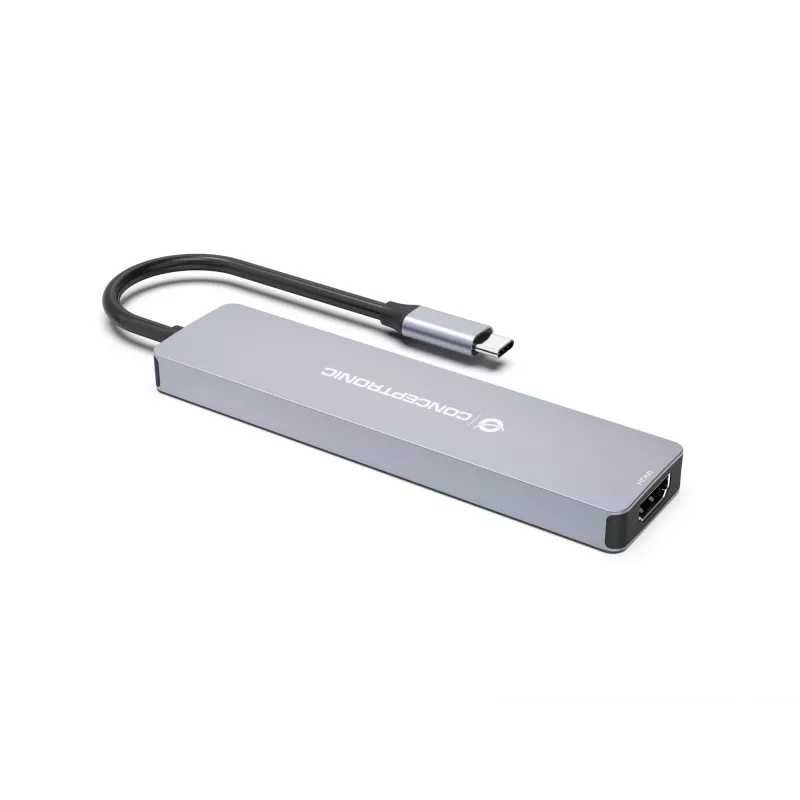 Conceptronic DONN19G 7-in-1 USB 3.2 Gen 1 -telakka, HDMI, USB-A 3.0 x 3, SD, TF/MicroSD, 100W USB PD