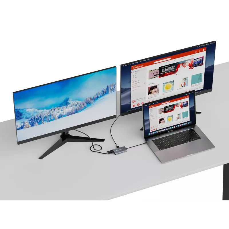 Conceptronic DONN21G kannettavan telakka/porttitoistin johdollinen USB 3.2 Gen 1 (3.1 Gen 1) Type-C, harmaa