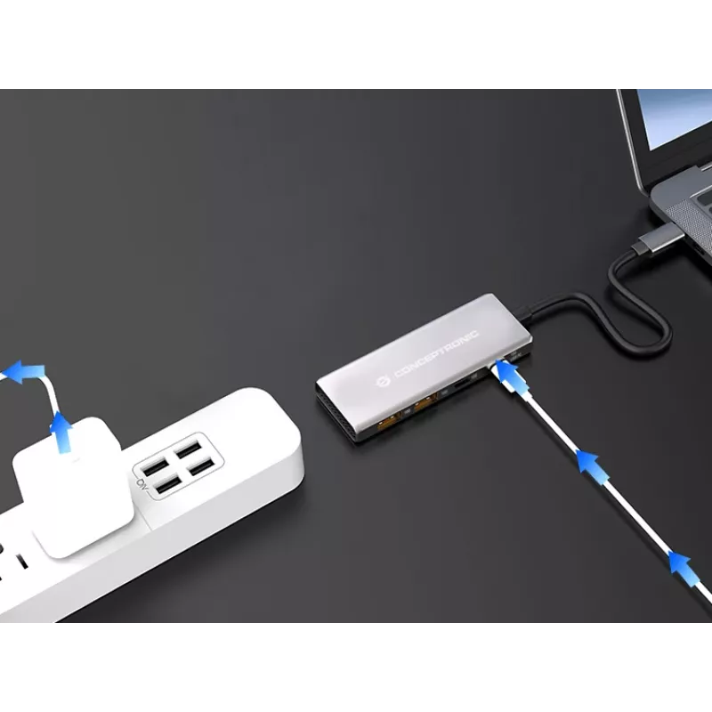 Conceptronic HUBBIES15G USB-keskitin USB 3.2 Gen 2 (3.1 Gen 2) Type-C 10 000 Mbit/s, harmaa