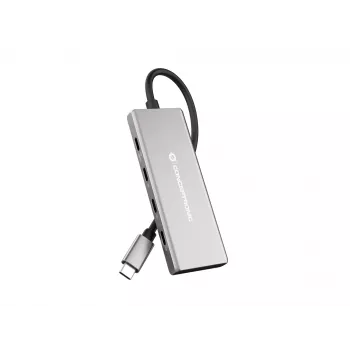 Conceptronic HUBBIES17G USB-keskitin USB 3.2 Gen 2 (3.1 Gen 2) Type-C 10 000 Mbit/s, harmaa