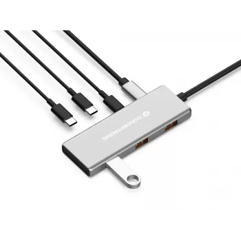 Conceptronic HUBBIES17G USB-keskitin USB 3.2 Gen 2 (3.1 Gen 2) Type-C 10 000 Mbit/s, harmaa