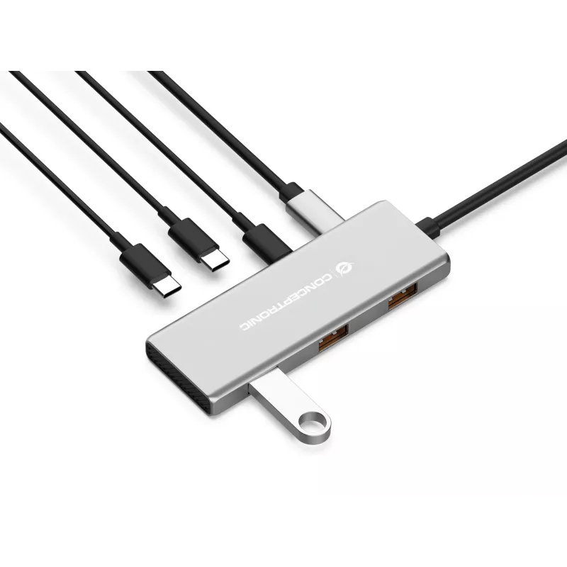 Conceptronic HUBBIES17G USB-keskitin USB 3.2 Gen 2 (3.1 Gen 2) Type-C 10 000 Mbit/s, harmaa