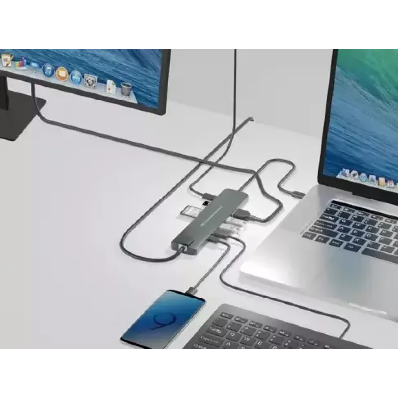 Conceptronic DONN 9-in-1 monitoiminen USB-keskitinsovitin