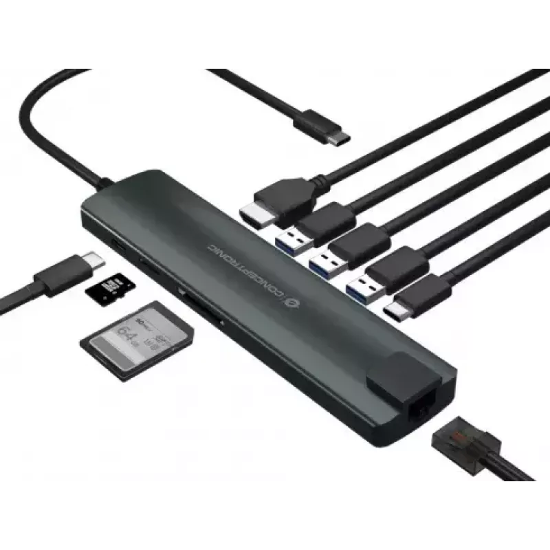 Conceptronic DONN 9-in-1 monitoiminen USB-keskitinsovitin