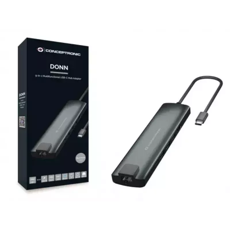 Conceptronic DONN 9-in-1 monitoiminen USB-keskitinsovitin