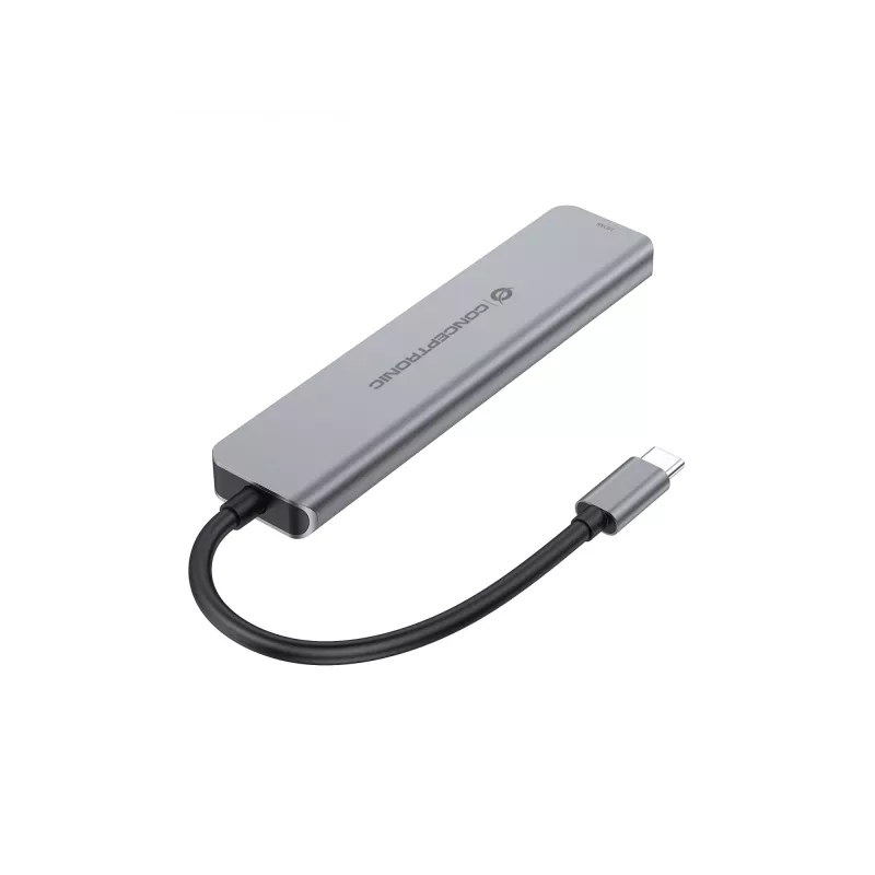 6-in-1 USB 3.2 Gen 1 -telakka CONCEPTRONIC DONN33G, HDMI, 2×USB-A 5Gbps, 2×USB-C 5Gbps, 100W USB PD, hopea