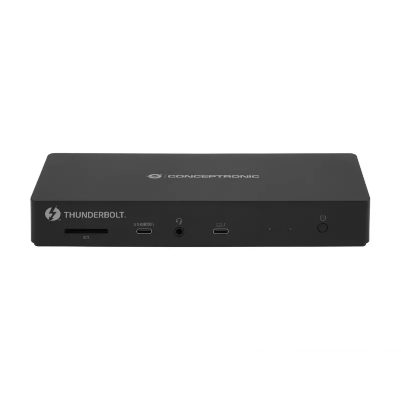 Conceptronic DONN30B 13-in-1 Thunderbolt 4 -telakointiasema, 40 Gbit/s, 96 W, HDMI, 2x USB-A, USB-C, 2,5GbE LAN, SD-kortinlukija, musta