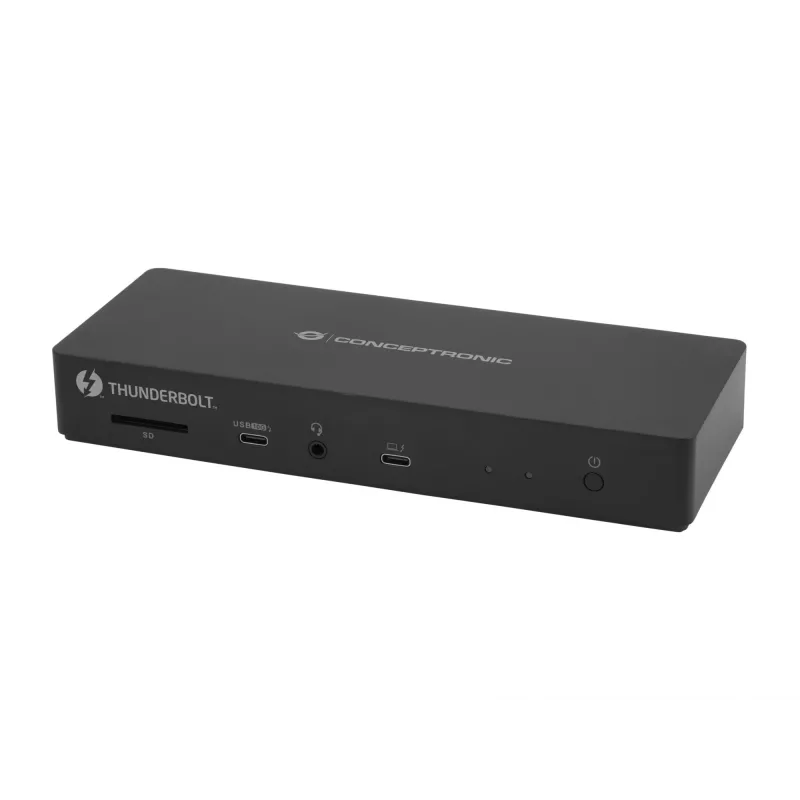 Conceptronic DONN30B 13-in-1 Thunderbolt 4 -telakointiasema, 40 Gbit/s, 96 W, HDMI, 2x USB-A, USB-C, 2,5GbE LAN, SD-kortinlukija, musta