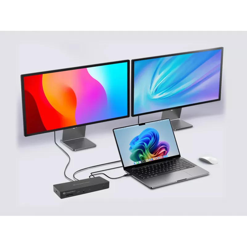 Conceptronic DONN30B 13-in-1 Thunderbolt 4 -telakointiasema, 40 Gbit/s, 96 W, HDMI, 2x USB-A, USB-C, 2,5GbE LAN, SD-kortinlukija, musta
