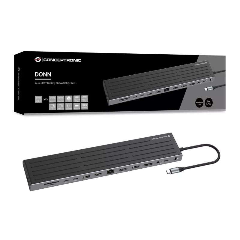Telakka Conceptronic DONN32B 14-in-1 USB 3.2 Gen 1 HDMI DP