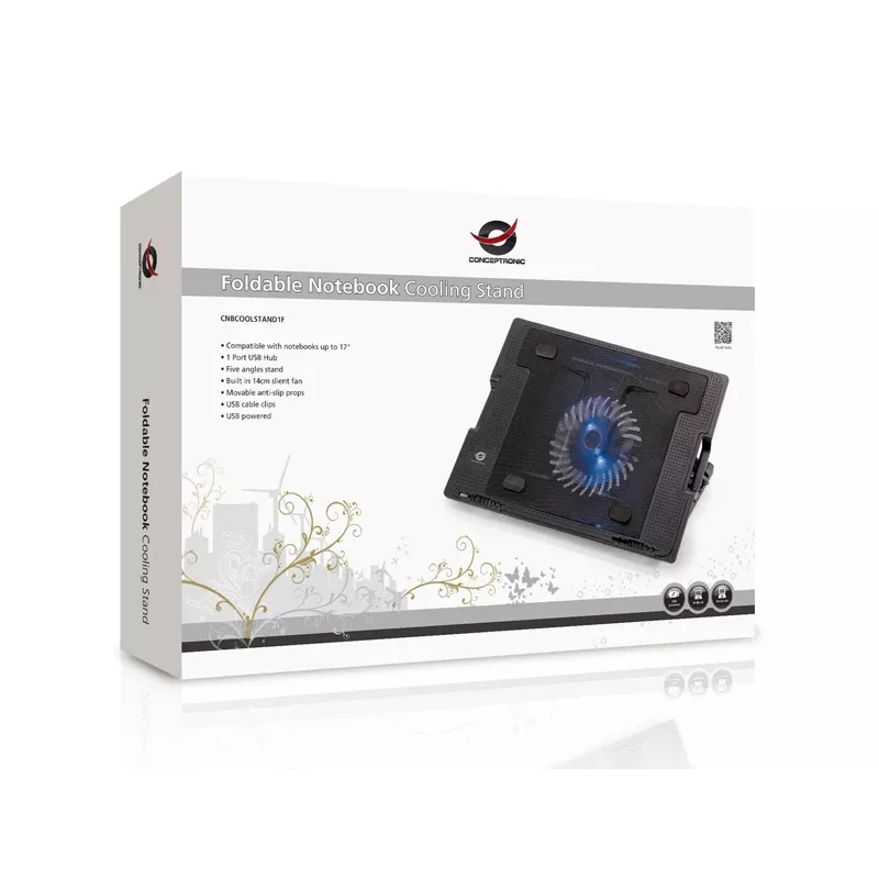Conceptronic THANA kannettavan jäähdytysalusta, sopii enintään 17 inch, 1 tuuletin