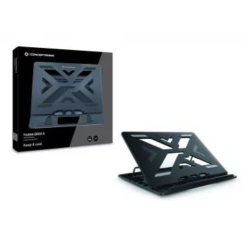Conceptronic ERGO kannettavan jäähdytysteline, kannettavan teline, musta, 39,6 cm (15,6