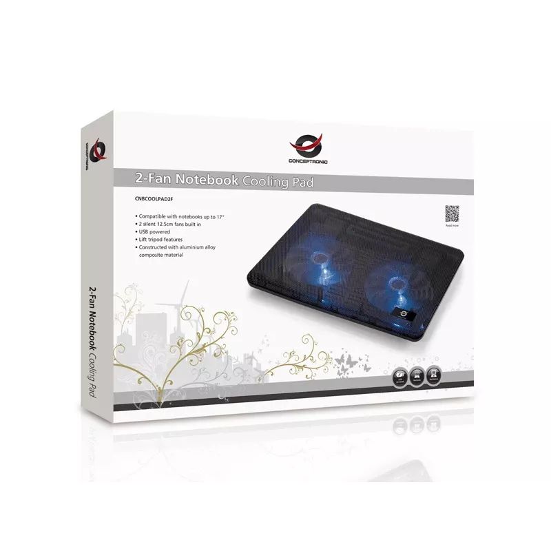 Conceptronic THANA kannettavan jäähdytysalusta, sopii enintään 15,6 inch, 2 tuuletinta