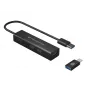 Conceptronic 4-porttinen USB 3.0 -alumiinikeskitin USB-C–USB-A-sovittimella
