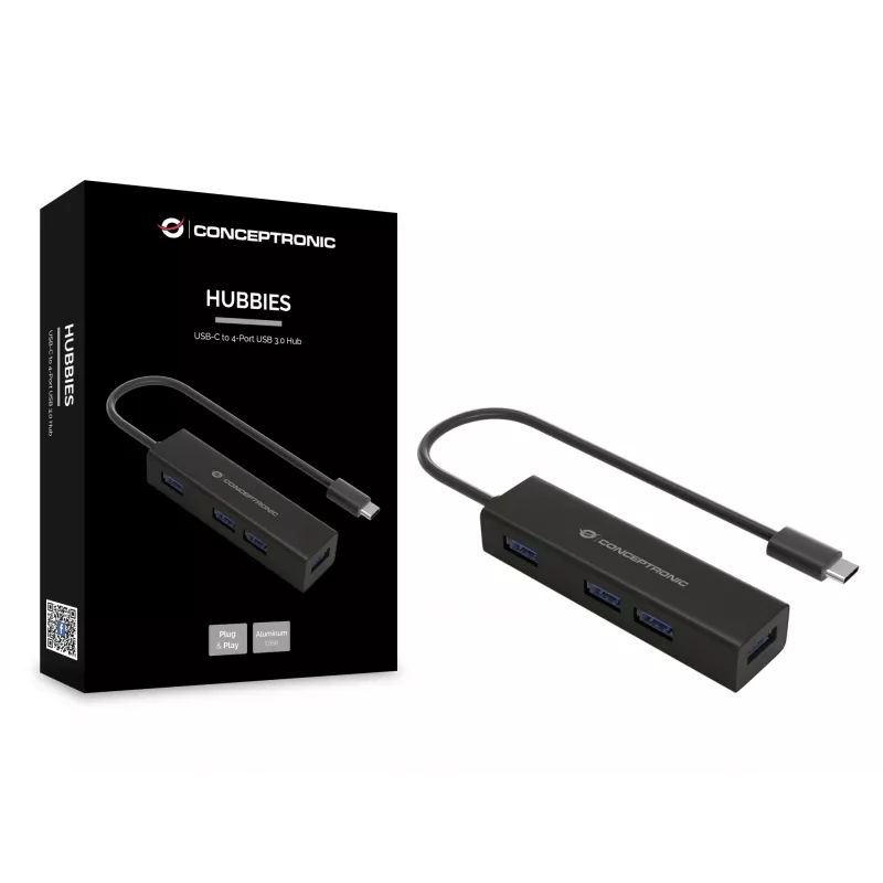 Conceptronic HUBBIES USB-C–4-porttinen USB 3.0 -keskitin