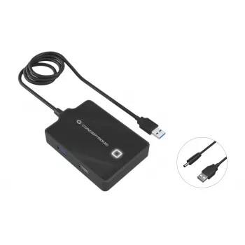 Conceptronic HUBBIES 4-porttinen USB 3.0/2.0 -keskitin, 90 cm kaapeli, USB 3.2 Gen 1 (3.1 Gen 1) Type-A, musta, USB 2.0, USB 3.2 Gen 1 (3.1 Gen 1) Type-A, Kiina, 87 mm, 55 mm