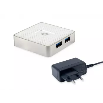 Conceptronic HUBBIES03W USB-keskitin USB 3.2 Gen 1 (3.1 Gen 1) Micro-B 5000 Mbit/s, valkoinen